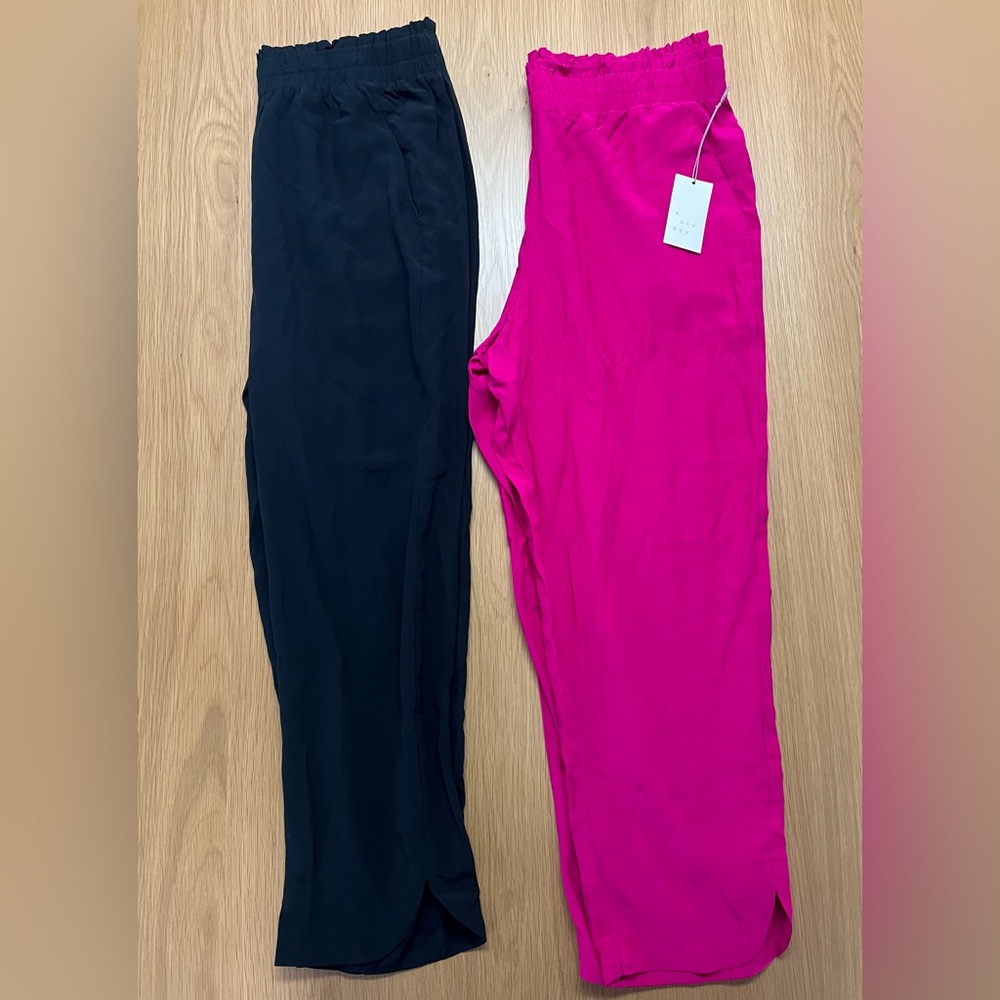 Set of Two High-Rise Tapered Ankle Crepe Pants XL NWT Pink Black A New Day